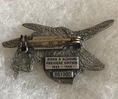 Vintage Birds and Blooms Pewter Pin Hummingbird Brooch 1995-1996 Premier Edition