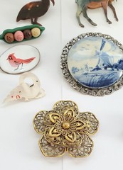 Vintage Brooch Lot Of 10 Varied Styles, Composition, Character & Age