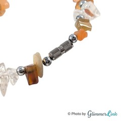 Vintage Earthy Semi Precious Stone Chip Necklace with Gemstone Pendant