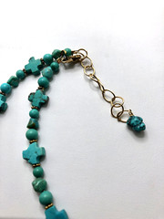 Yellow gold-plated sterling silver Turquoise Bead Velds Necklace