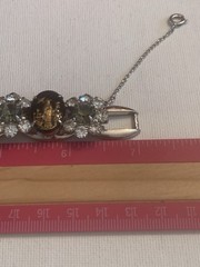 Vtg. D & E Rare Juliana 5 Link 7” Bracelet Silver Tone Black/ Green/ Gold BinM