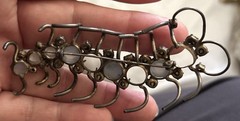 Vintage Sterling Moon Glow Stones Prong Set Rhinestone Centipede Brooch Repair