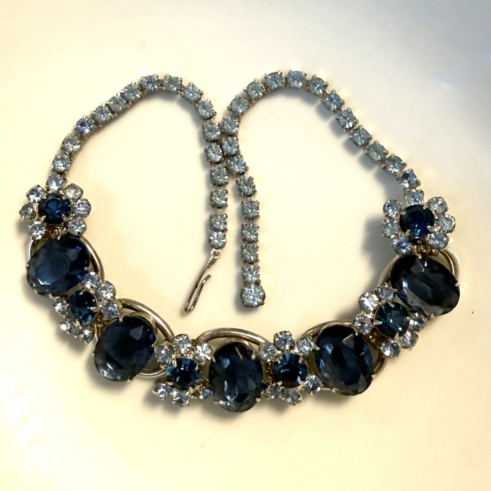 Juliana D&E Verified Sapphire & Baby Blue Rhinestone 5-Link Necklace Ref # 63