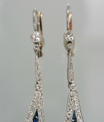 4Ct Vintage Art Deco Style Diamond Drop Dangle Wedding Milgrain Silver Earrings