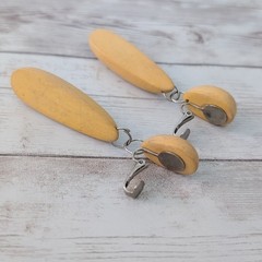 Vintage Clip On Earrings Statement Extra Long Tan Dangle 3 & 1/8″