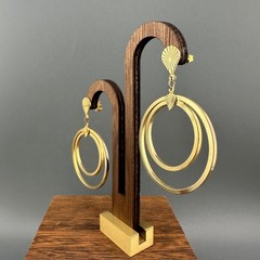 Vintage Drop Hoop Earrings Lot Multi Layered Circle Gold Silver Tone Pierced