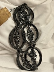 Monet link bracelet black crystal filigree marcasite Victorian Gothic glam art