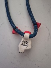 Stunning vtg. Flying Colors Hand Painted Ceramic Raggedy Ann Pendant necklace