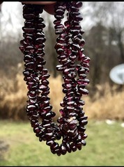 Vntg Almandine Bohemian Red Garnet Nugget Chuck Opera Length 34”Necklace