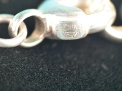 Vtg Sterling Silver Heart Tag Charm Rolo Chain Link Bracelet Italy Tiffany Style