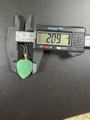 14K Gold Bail Green Heart Stone Pendant 1/20 14K GF 18” Necklace Vintage