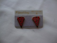 VINTAGE 1970s SAMUEL HUANG SIGNED CLOISONNE RETRO ABSTRACT BLACK & RED EARRINGS