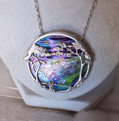 Scottish Pat Cheney/John Ditchfield Woodland Tree Sterling Poured Glass Necklace