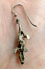Vtg Alligator 925 Sterling Silver Articulated Dangle Earrings ~1.5 Inches Long