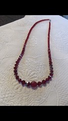 Woman’s Vintage Red Aurora Crystal Necklace Restrung 28 Inch