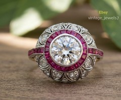 Art Deco Style Lab Created Diamond Vintage Filigree Ring 14K Two-Tone Gold Over