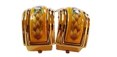 Hermès Cloisonné Luxury Enamel Women’s Yellow Gold-Tone Clip-on Earrings