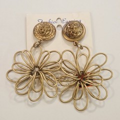 VTG NOS Gold Waterfall Chandelier Clip on Earrings 80 90s Deadstock Runway Lot 6