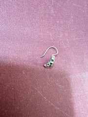 Antique 1900-1910’s Brass Flower Turquoise Hook Earring With Brass Ball Dangle