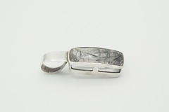 Vintage Studio Art Modern sterling silver rutilated quartz minimalist pendant
