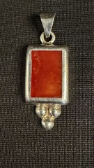 Vintage Mexico Sterling Silver Pendant Inset with a Red Stone