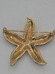 Vintage JOMAZ Signed Ruby Red Rhinestone Starfish Brooch Pin Boivin Style