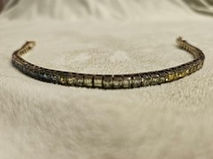 Vintage Multi Color Rainbow Tennis Bracelet Gold Tone over 925 Sterling Silver