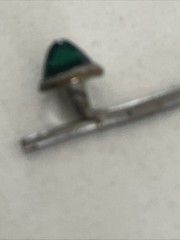 Vintage Style Cuff Links With Green Stone Cabochon.
