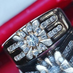14k yellow gold 1.15ct natural diamond starburst ring sz: 10.5 vintage 10.3g