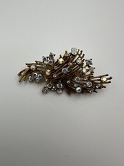 Vintage Gold Iridescent Mid Century Modern Brooch 7cm BB11