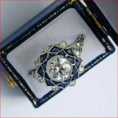 Art Deco Style Round Lab Created Diamond 14k White Gold FN Engagement Ring