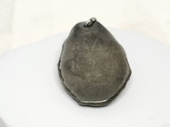 Handmade Nickel Silver Or Pewter Pendant W Polished Black & Green Stone – 2″ L