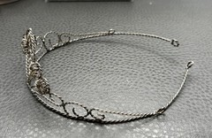 Vintage Spun Silver Tone Metal Flower Tiara Headdress Filigree Design