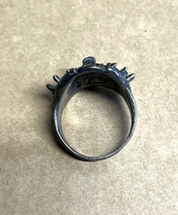 Vintage G & S Gordon Smith 1985 Skull Mask Black Signed Biker Ring Sz 11.75