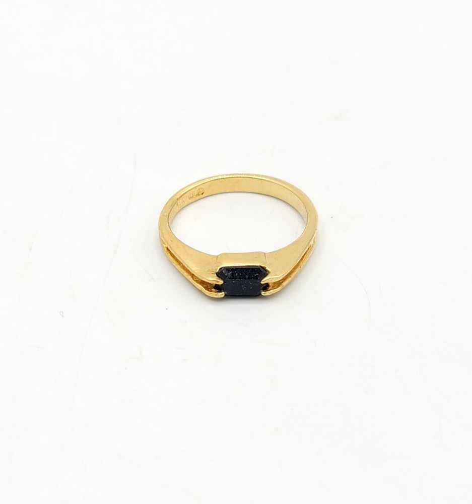 Vtg Sz 7 Ring Sm Black Cubic Zirconia 18KGE Stackable Fashion Jewelry StyS3