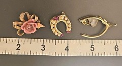 Vintage LOT 3 Broochs Pins Love Luck Beauty Mustard Seed