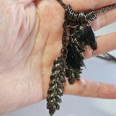 Dark gray silver tone necklace 37-39″
