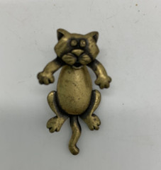 Vintage 1960s SIGNED JJ Jonette 3D CAT moveable head BROOCH PIN