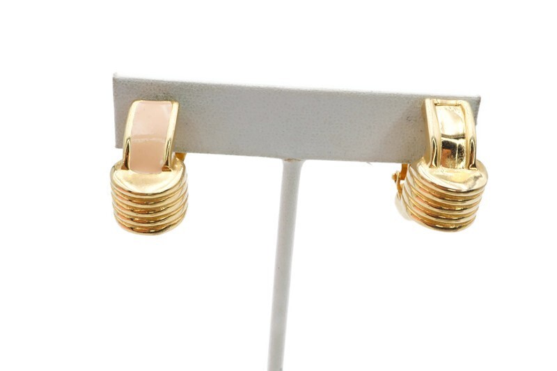 Vintage Clip On Earrings Gold Tone Signed