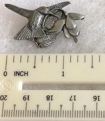 Vintage Birds and Blooms Pewter Pin Hummingbird Brooch 1995-1996 Premier Edition