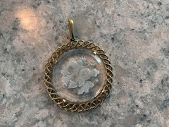 Vintage 1950’s to 1970’s Crown Trifari Zodiac Sign Etched Glass Pendant