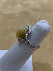 Vintage Clark & Coombs Designer Sterling Silver & Yellow Stone Ring Size 4.5