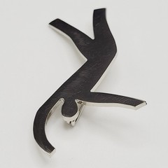 Modern Abstract Dancer Brooch Silver Tone Minimalist Silhouette 1990s Figure Pin