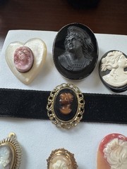 Vtg To Now Costume Jewelry Lot Cameos 21 Pieces Some Signed Carved Shell Germany