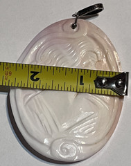 Italy M+M Scognamiglio Shell Sterling Silver Cameo Lady Pendant Pink 2.5” w Box