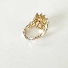 Vintage Uncas Faux Fire Opal Crystal Gold Tone Marquise Statement Ring Size 7.5