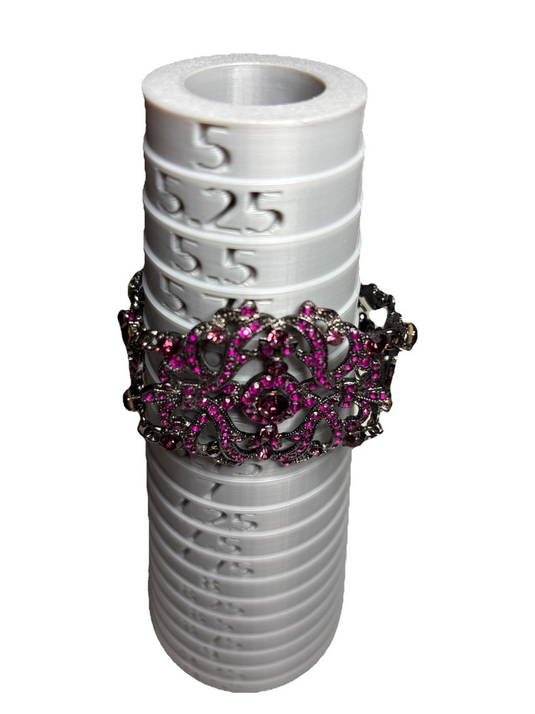 VTG VCLM Signed Articulated Cuff Bracelet Filigree Purple Rhinestone Goth