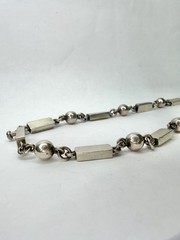 Vintage TD-40 DC Taxco Mexico Sterling Silver Alternating Necklace 15.5″