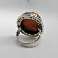 Vintage Artisan Big 21mm Cabochon Sunstone Ring Sterling Silver Size 4.75