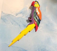 Large Parrot Bird Brooch Pin 5″ Vintage Colorful Retro Macaw Jewelry sab-